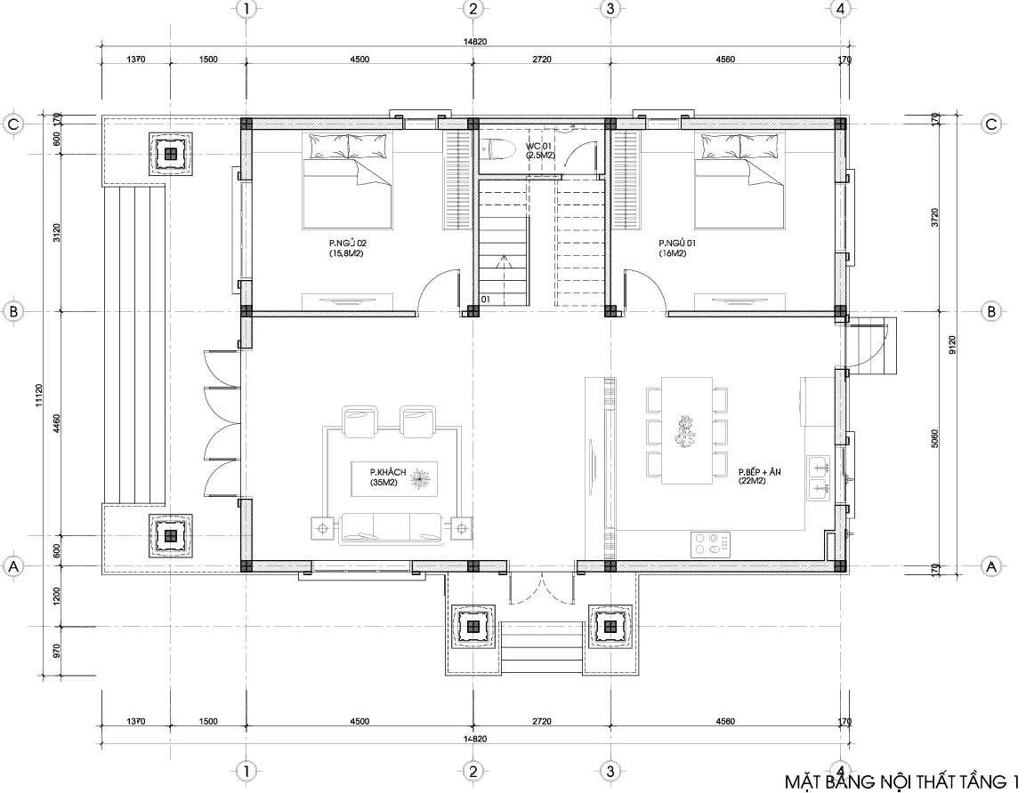 mặt bằng mẫu nhà 2 tầng mái Nhật đẹp