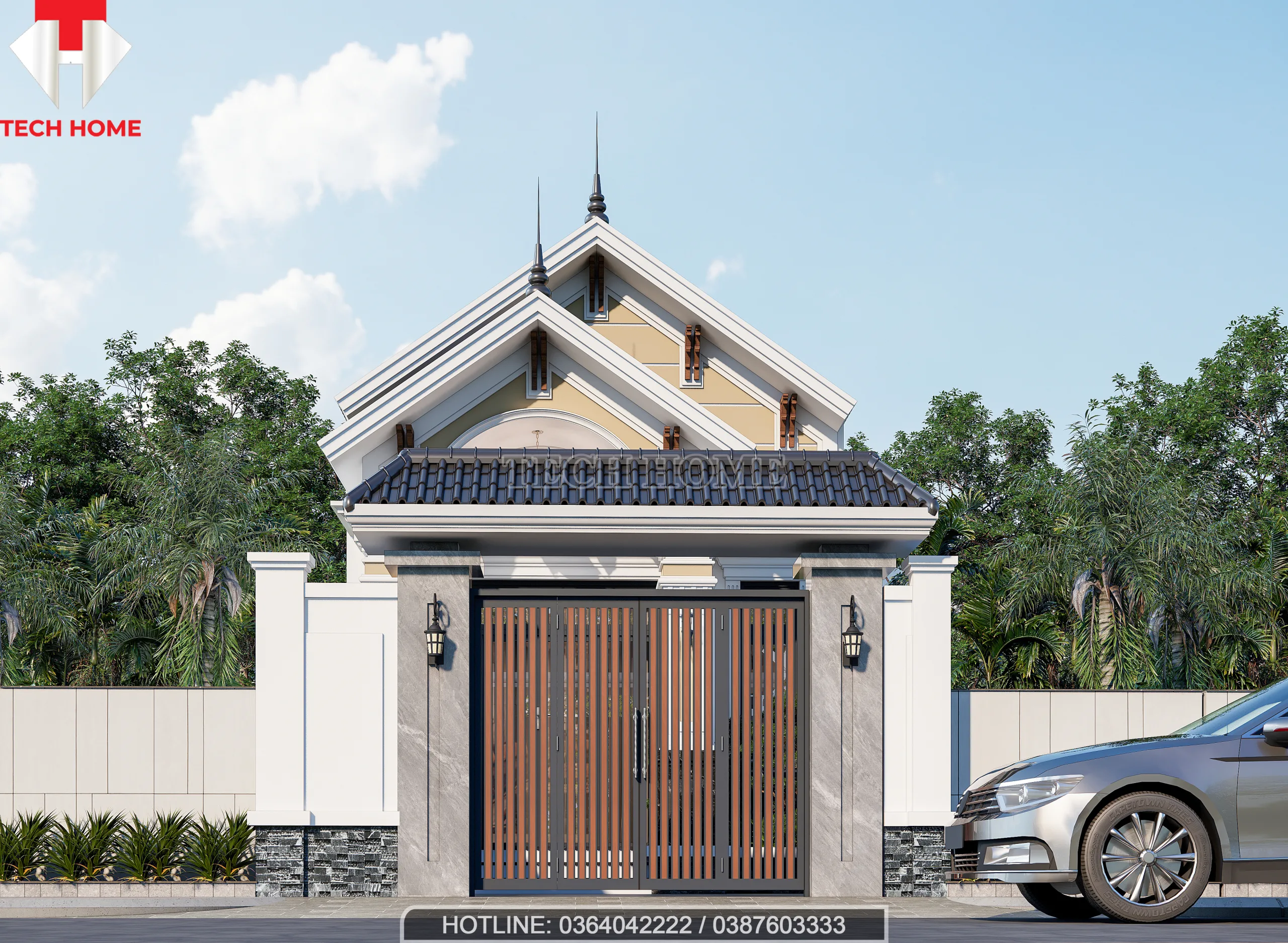 mẫu nhà cấp 4 mái Thái 5x24m