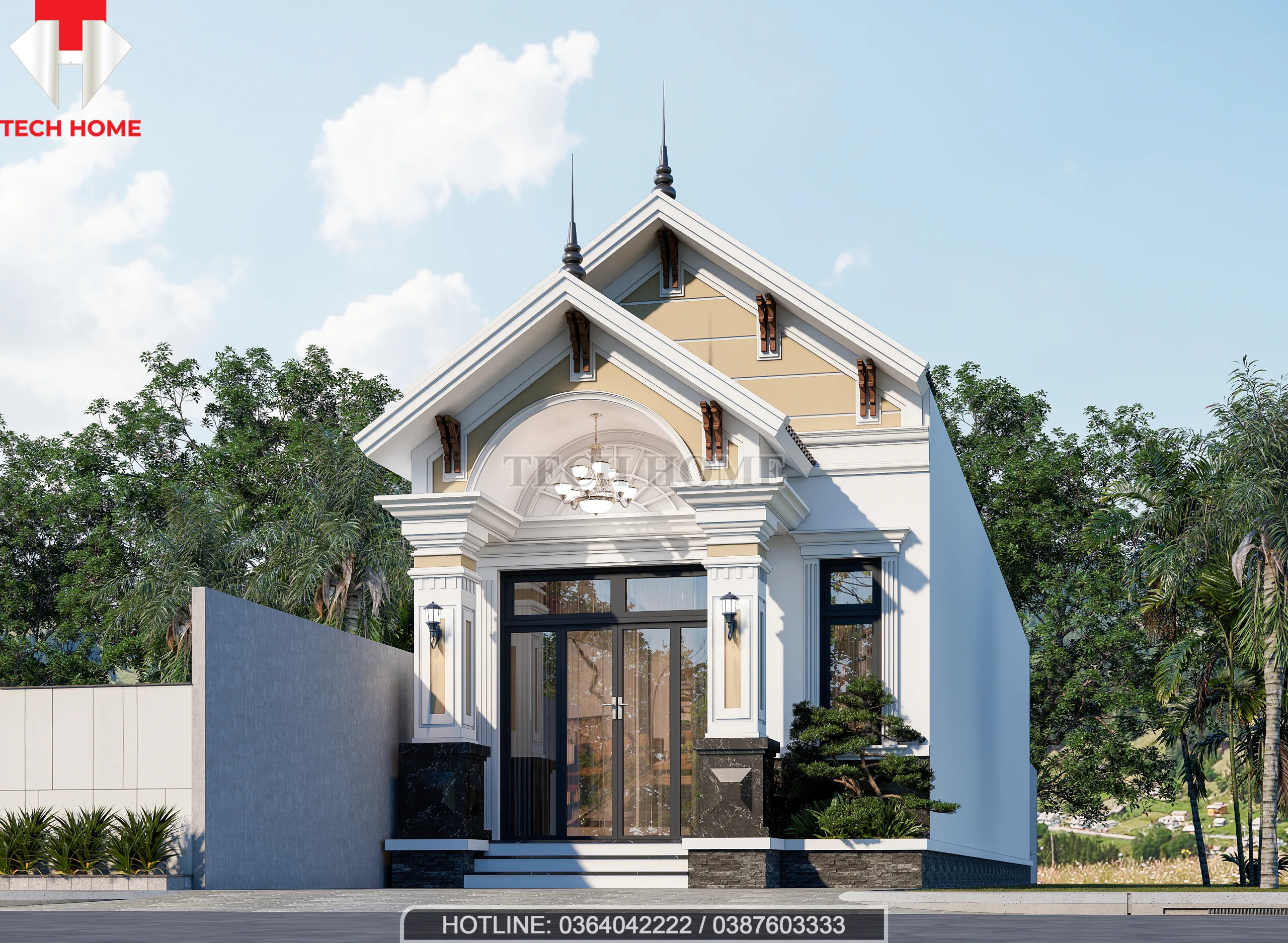 mẫu nhà cấp 4 mái Thái 5x24m 