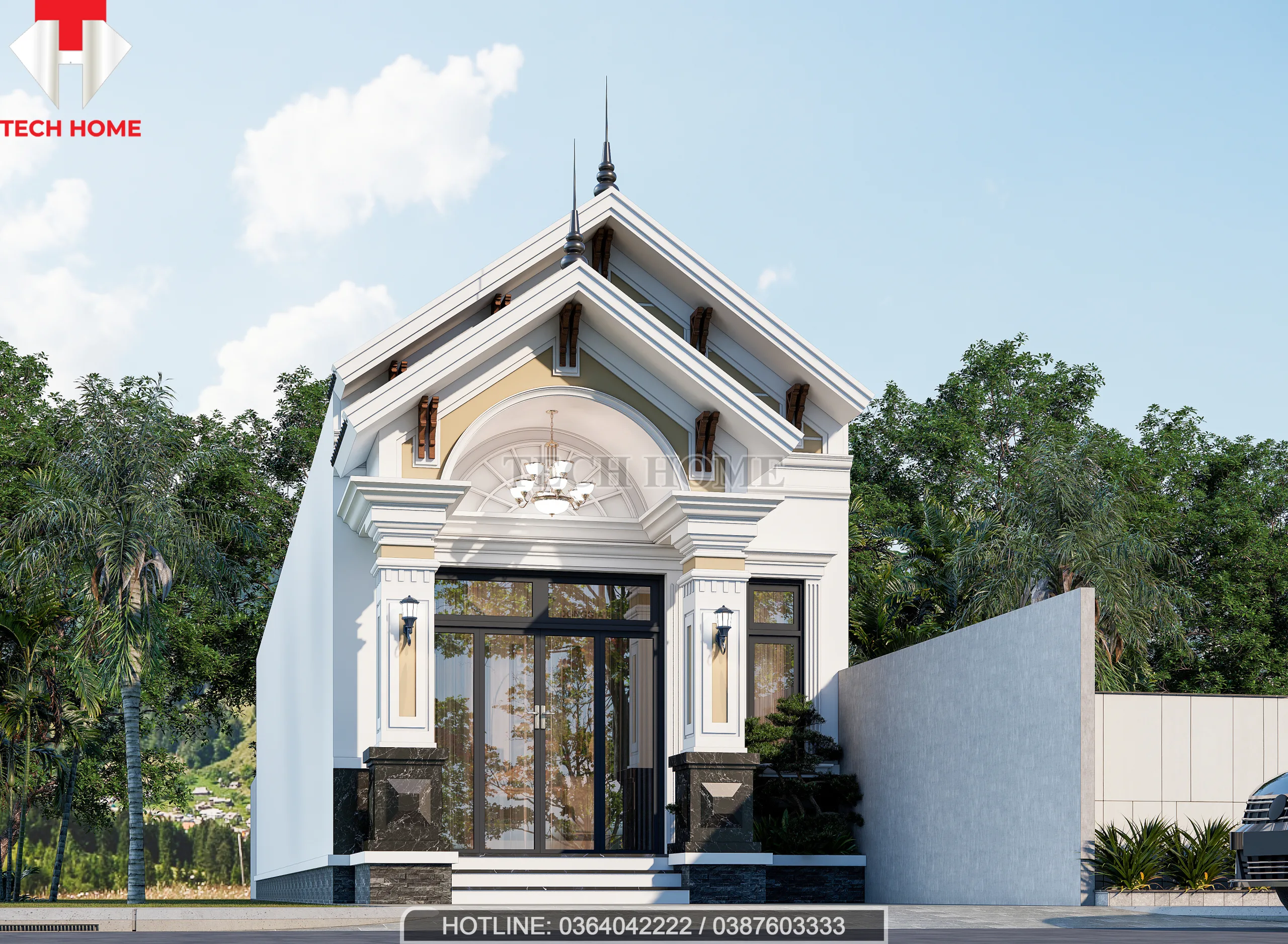 mẫu nhà cấp 4 mái Thái 5x24m 