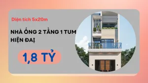 mẫu nhà phố 2 tầng 1 tum 5x20m