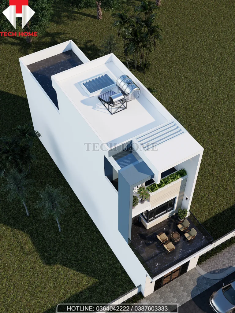 mẫu nhà phố 2 tầng 1 tum 5x20m