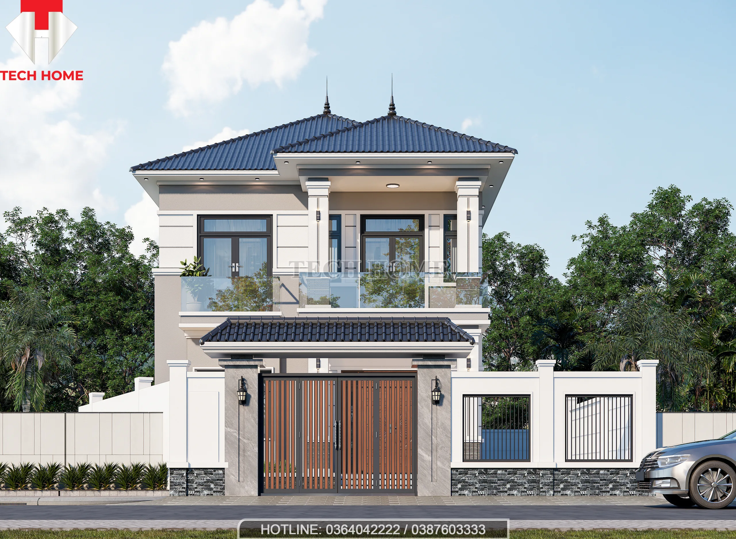 nhà biệt thự mái nhật 2 tầng