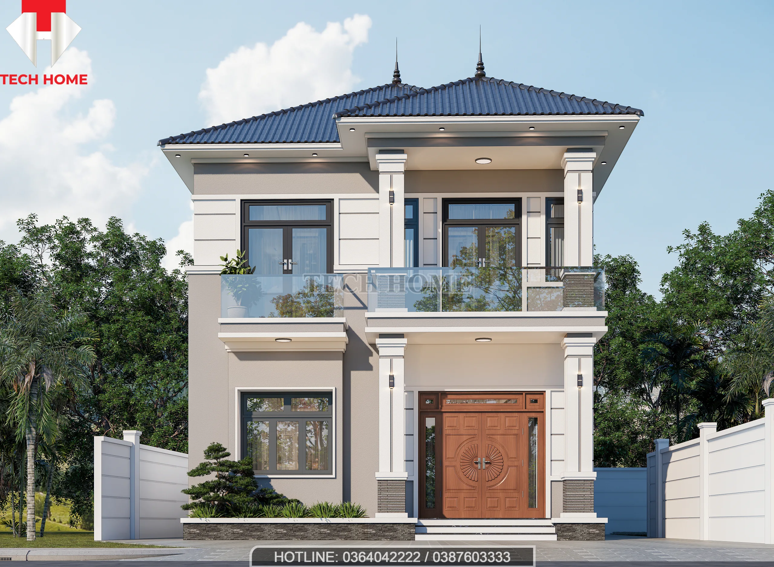 nhà biệt thự mái nhật 2 tầng