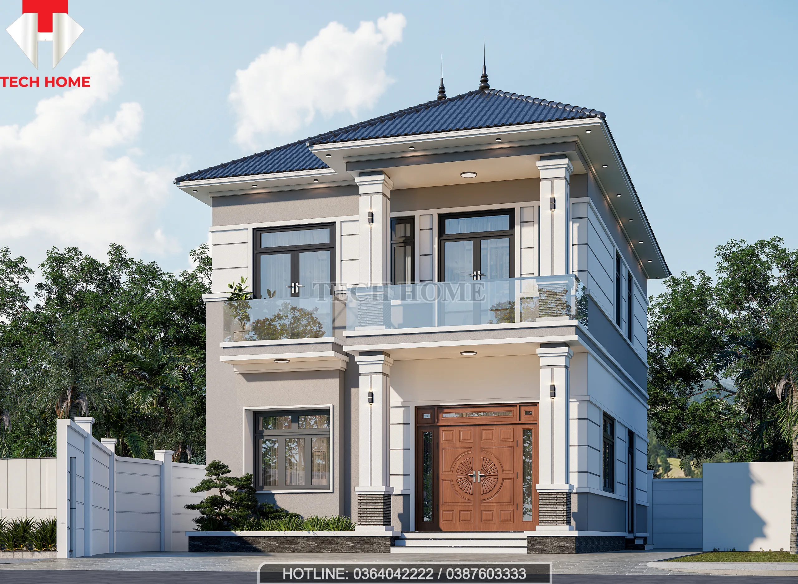 nhà biệt thự mái nhật 2 tầng