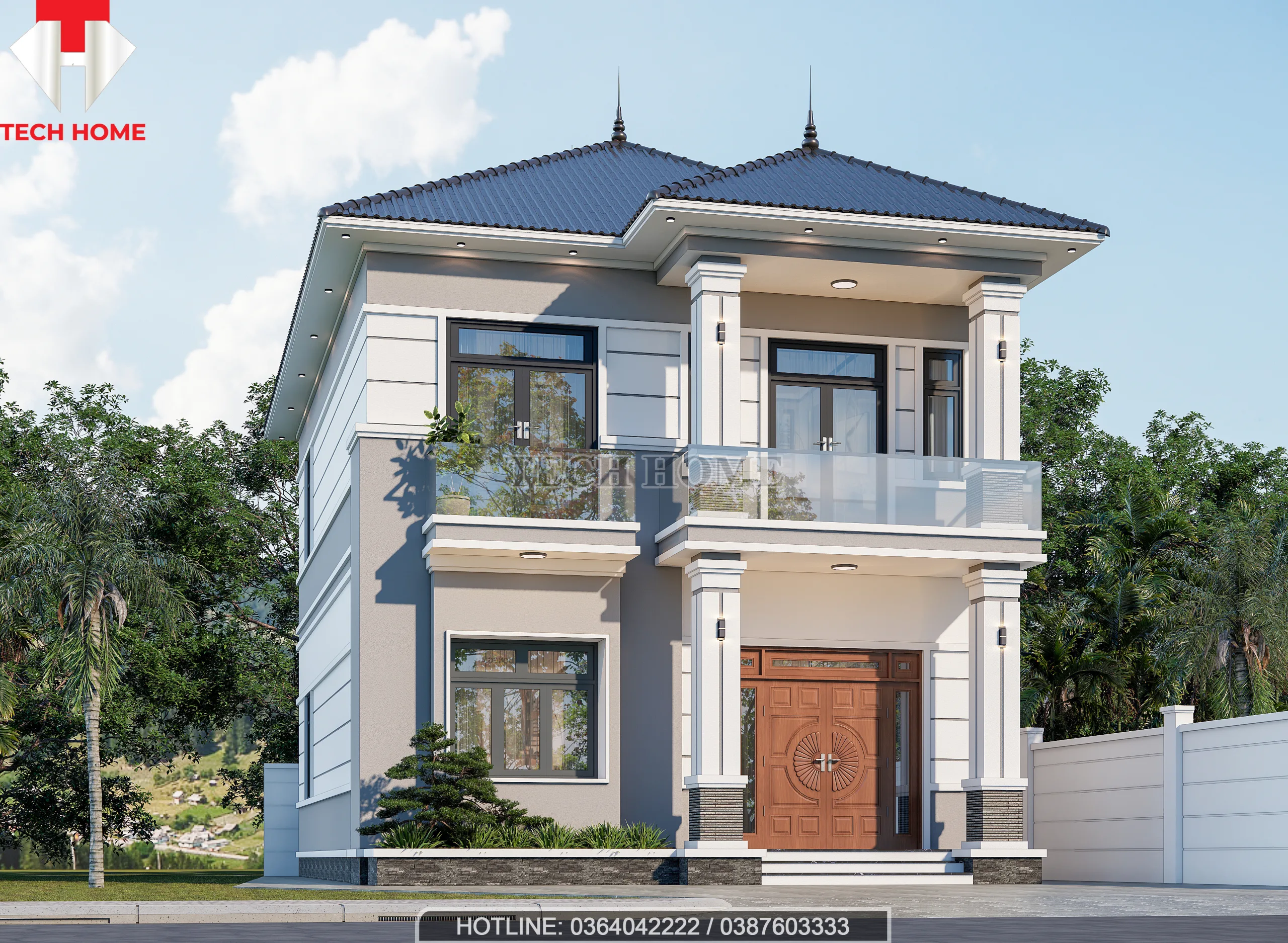 nhà biệt thự mái nhật 2 tầng