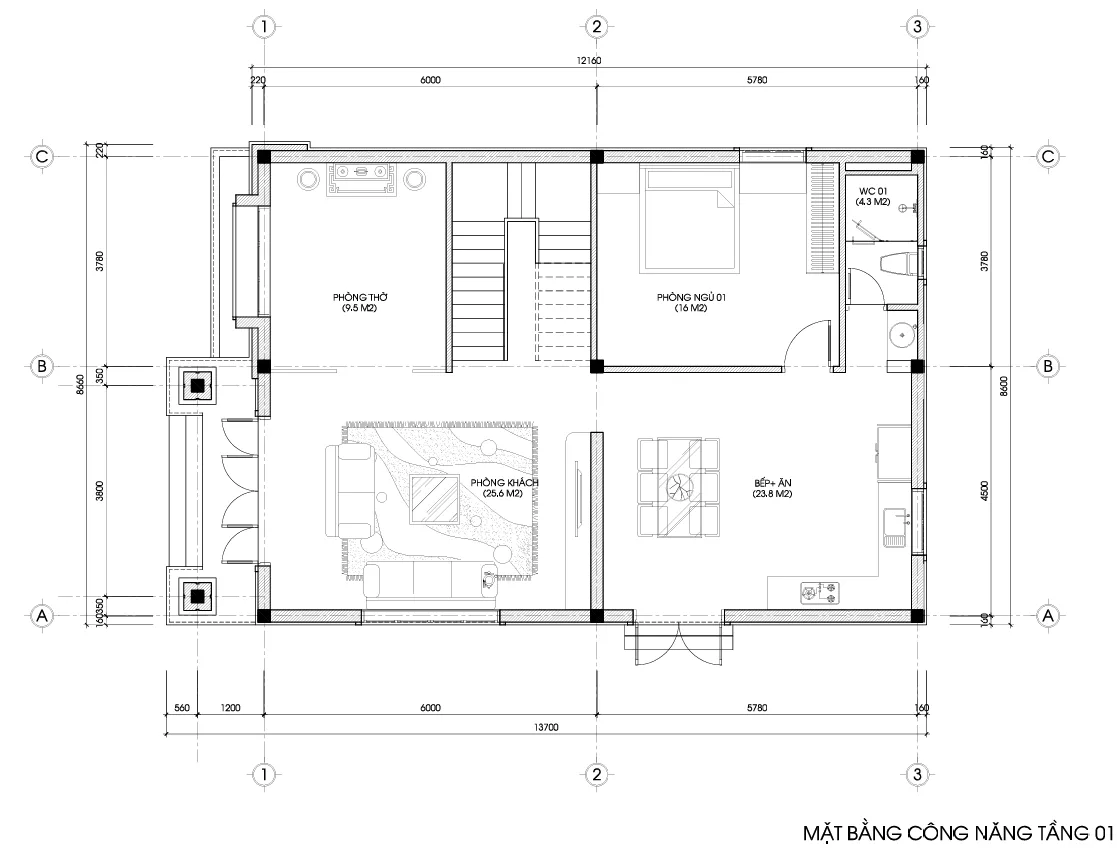 mặt bằng nhà biệt thự mái nhật 2 tầng