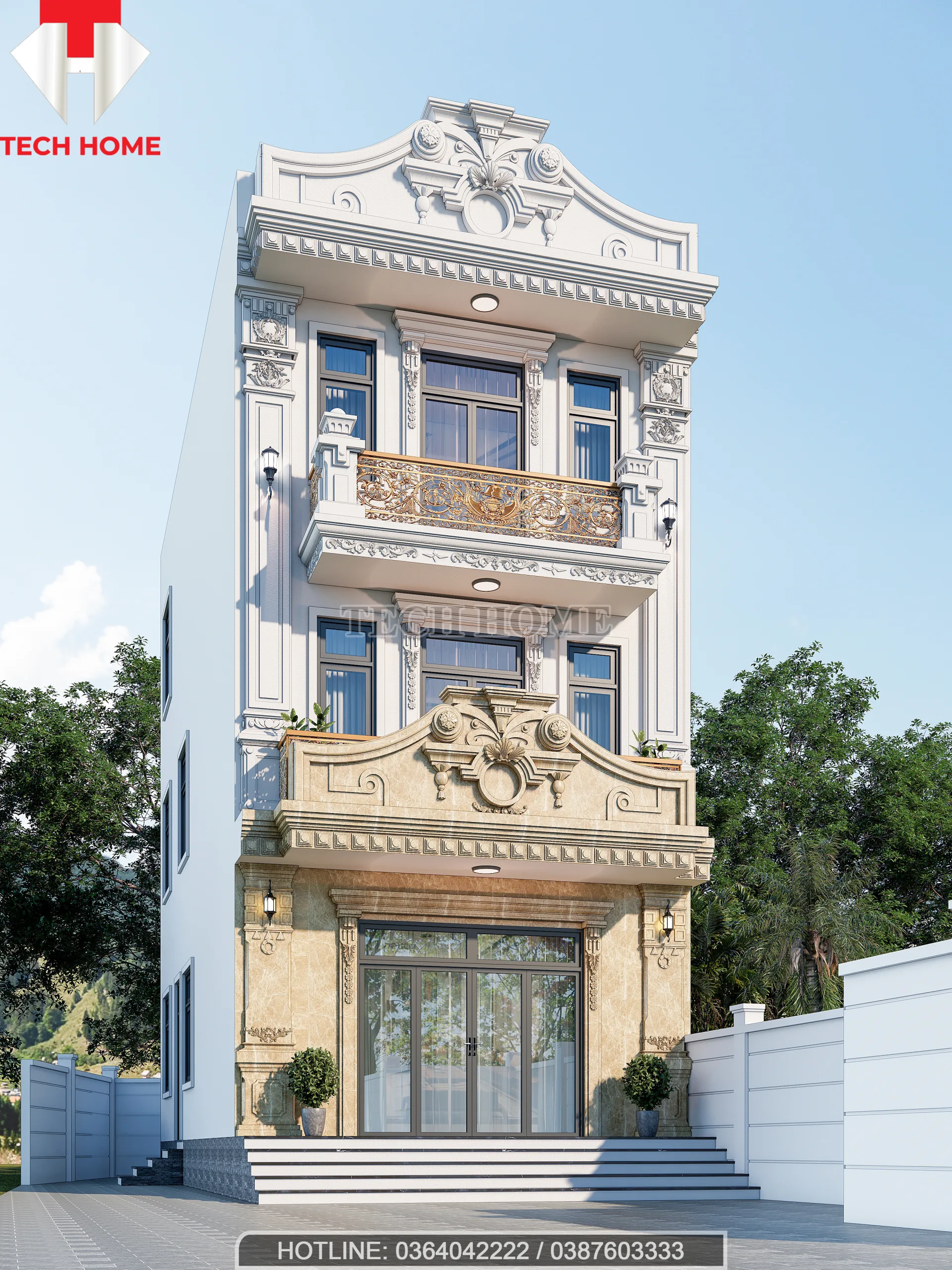 nhà phố tân cổ điển 3 tầng