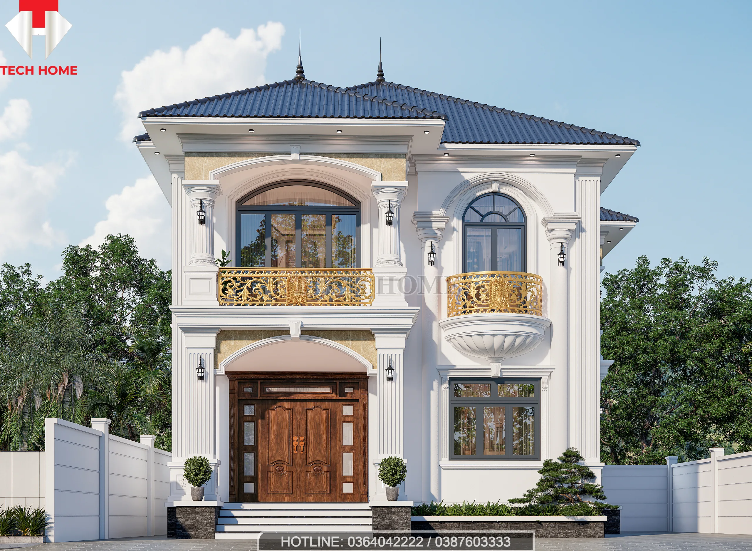 nhà tân cổ điển 2 tầng mái Nhật