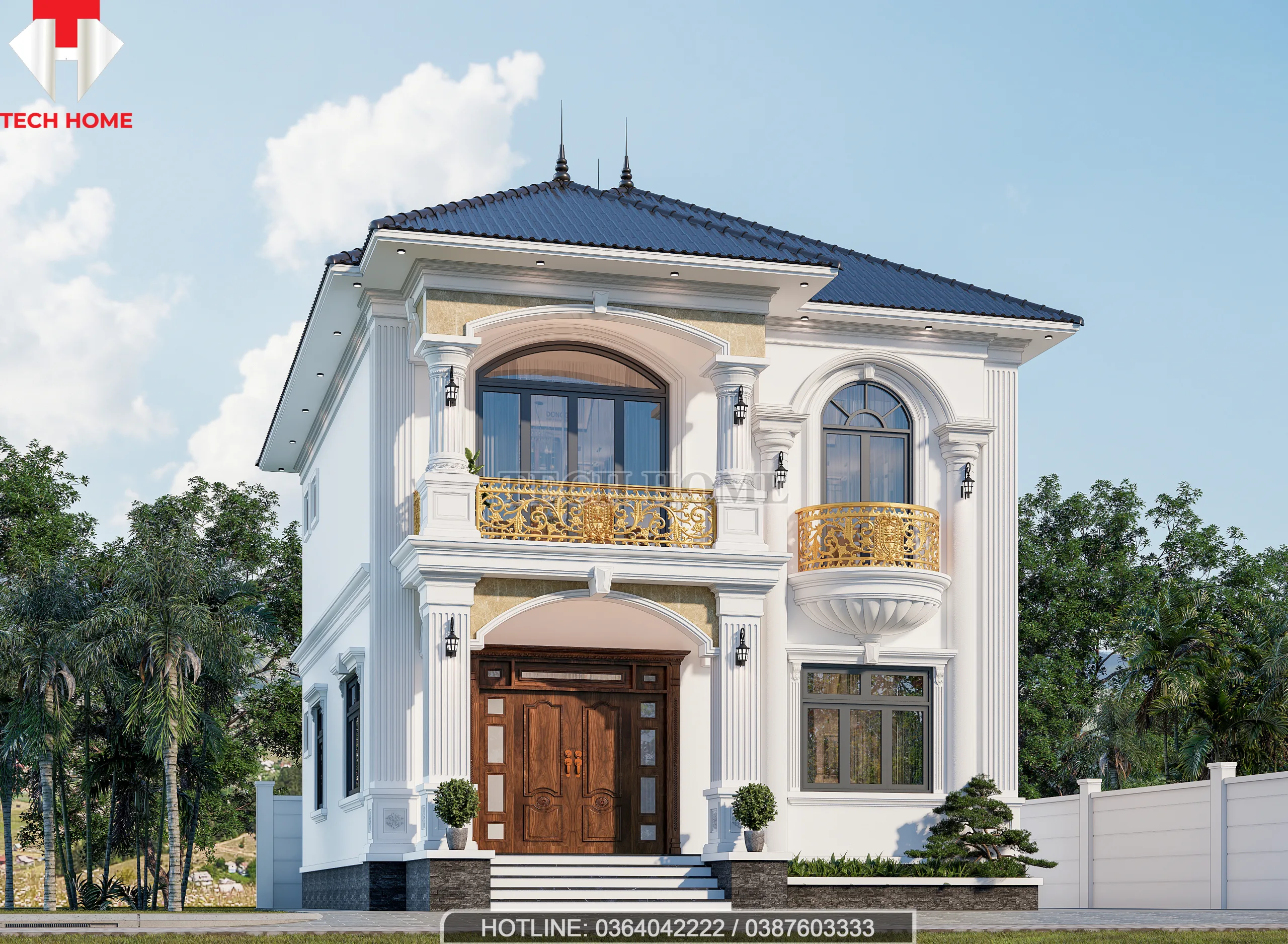 nhà tân cổ điển 2 tầng mái Nhật