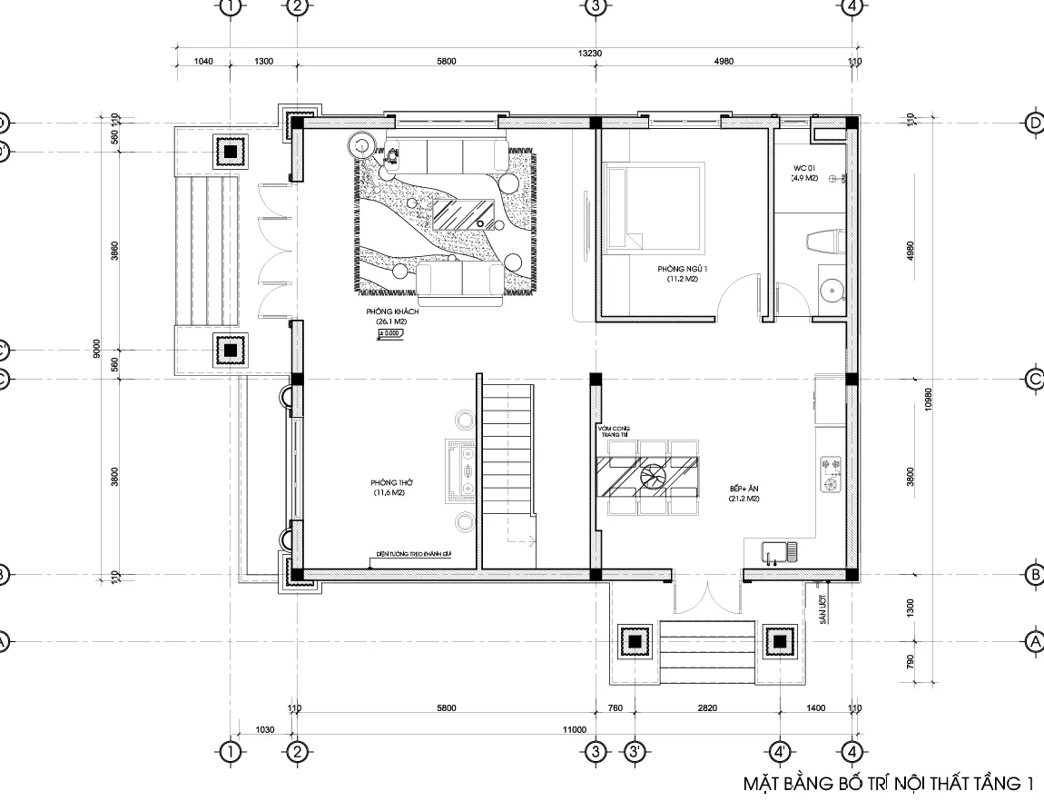 mặt bằng nhà tân cổ điển 2 tầng mái Nhật