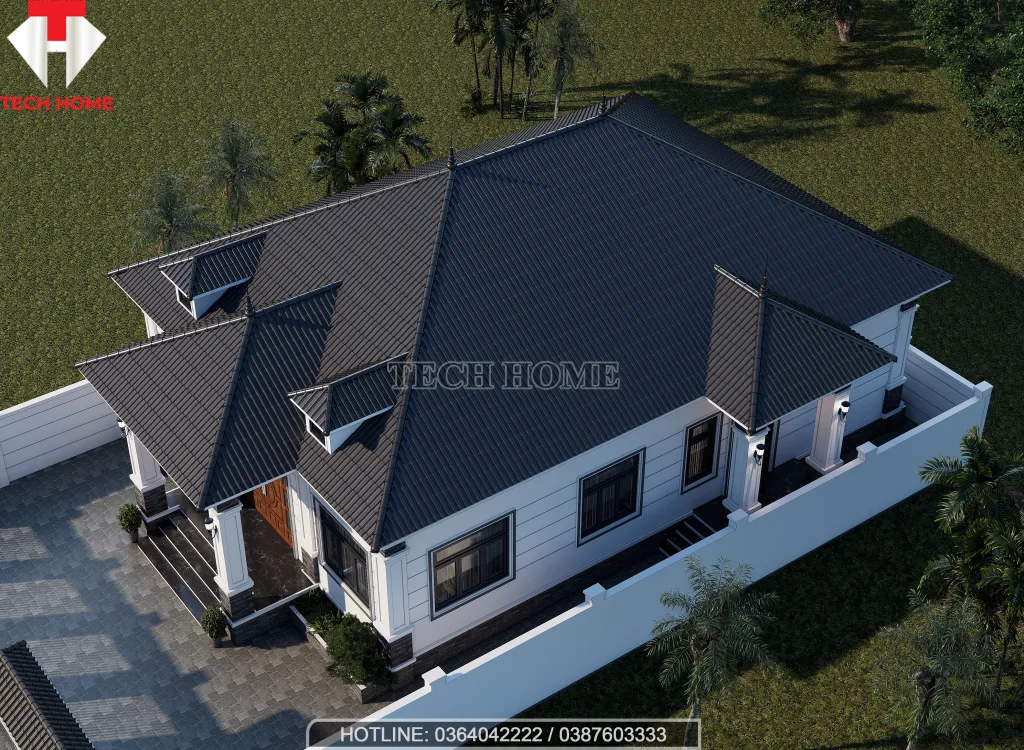 nhà vườn mái Nhật 1 tầng 5 phòng ngủ