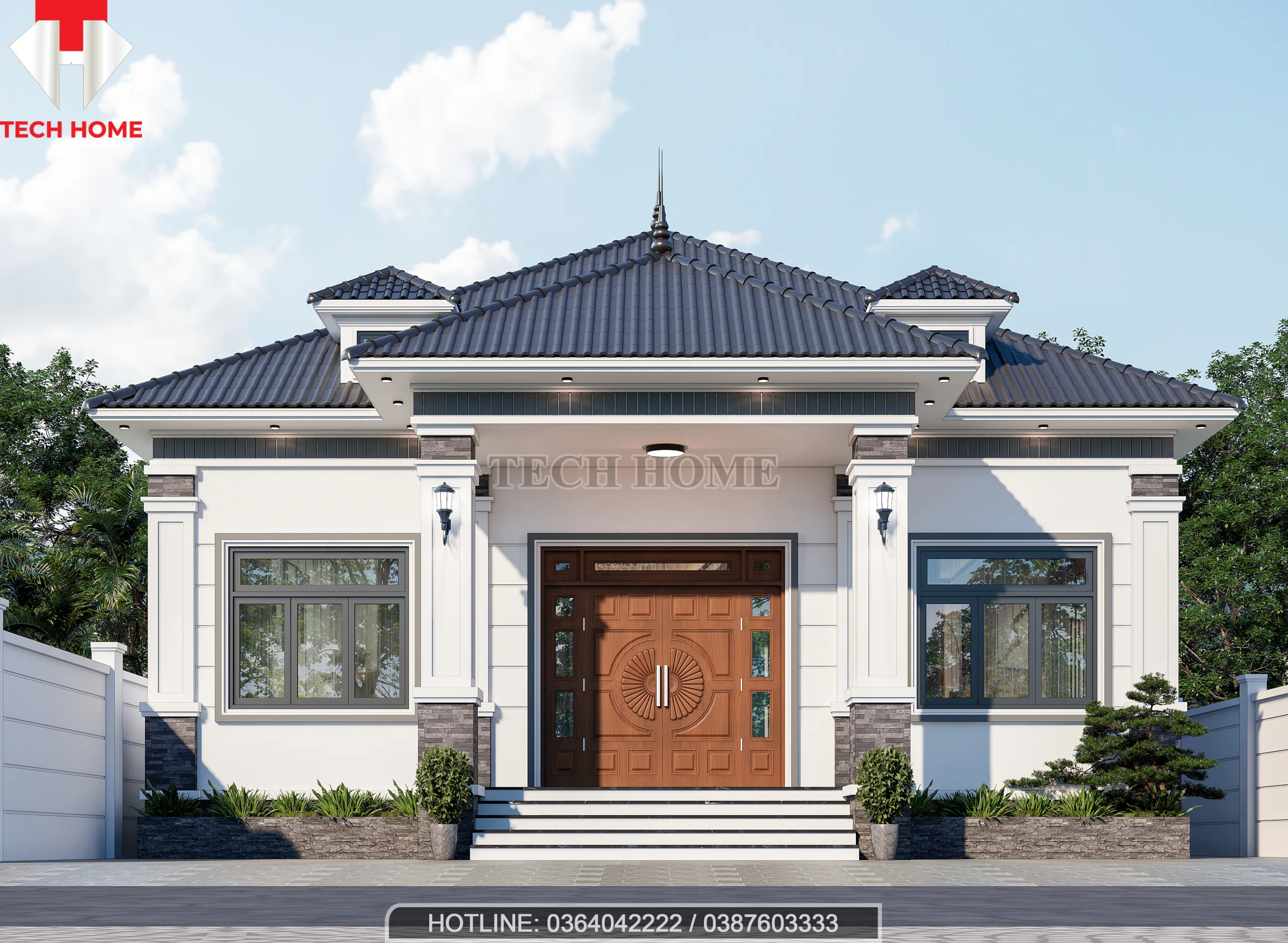 nhà vườn mái Nhật 1 tầng 5 phòng ngủ