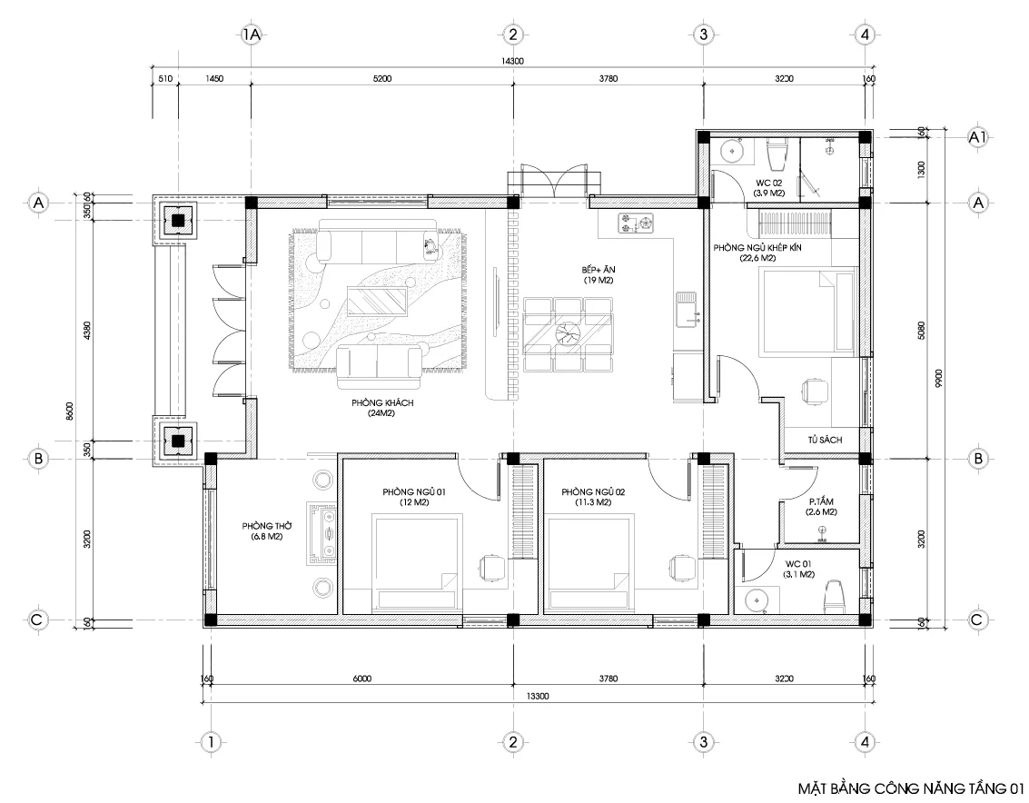 thiết kế nhà 1 tầng mái Nhật hiện đại