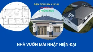 thiết kế nhà 1 tầng mái nhật hiện đại
