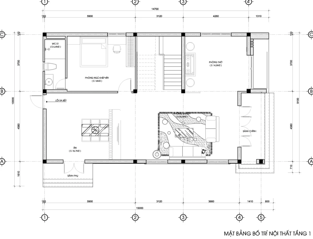 mặt bằng thiết kế nhà 2 tầng hiện đại