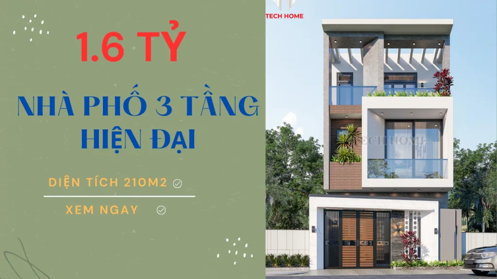 thiết kế nhà phố 3 tầng hiện đại