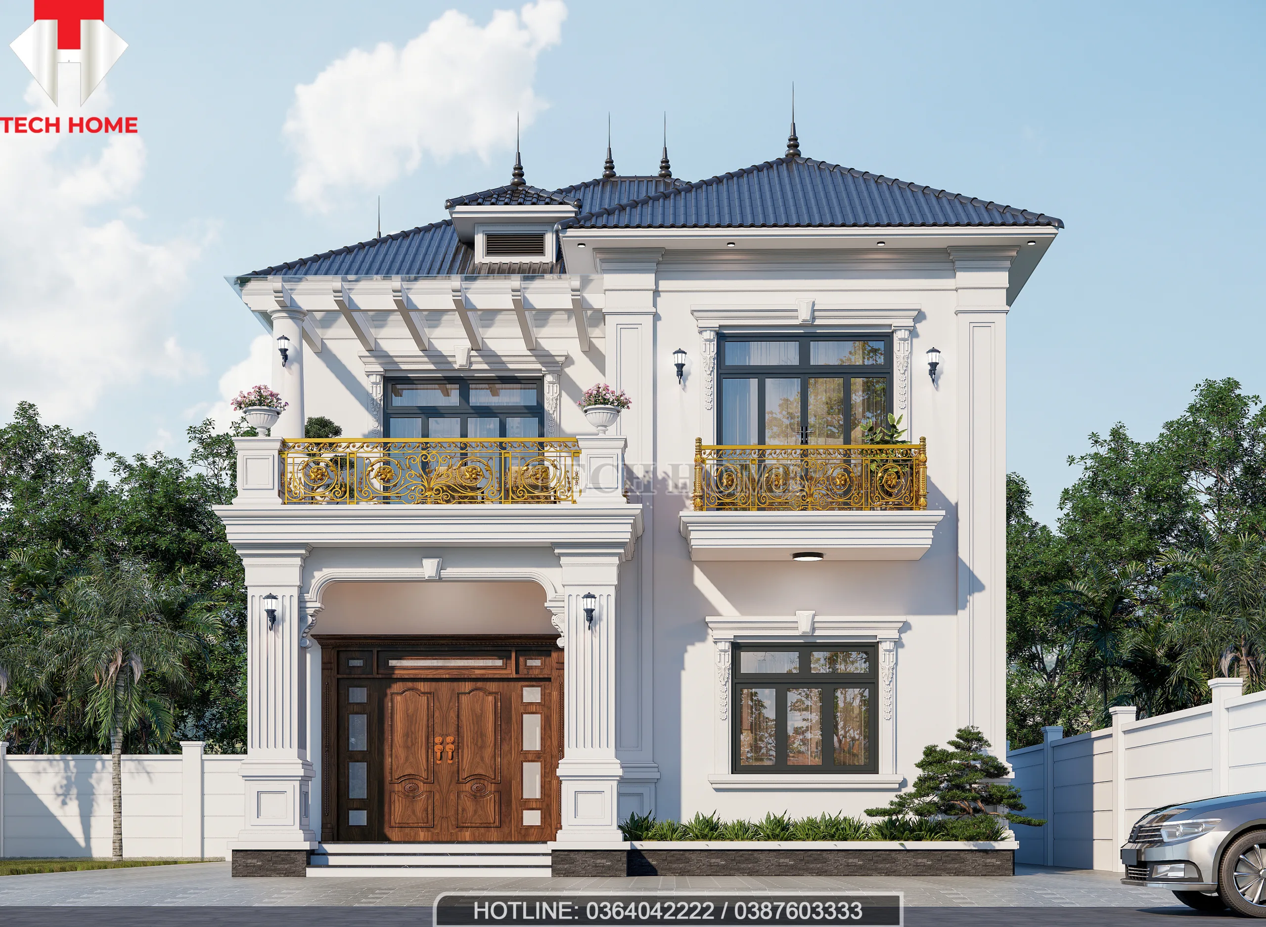 Biệt thự 2 tầng mái Nhật tân cổ điển