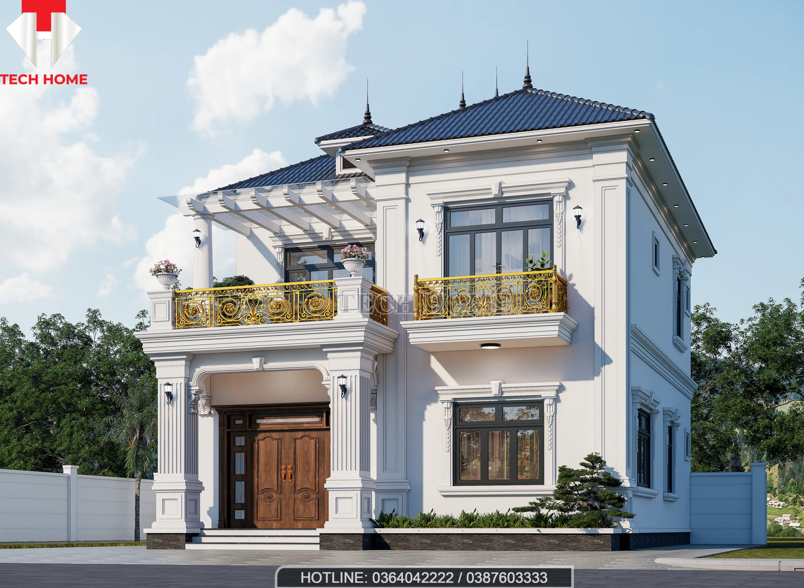 Biệt thự 2 tầng mái Nhật tân cổ điển