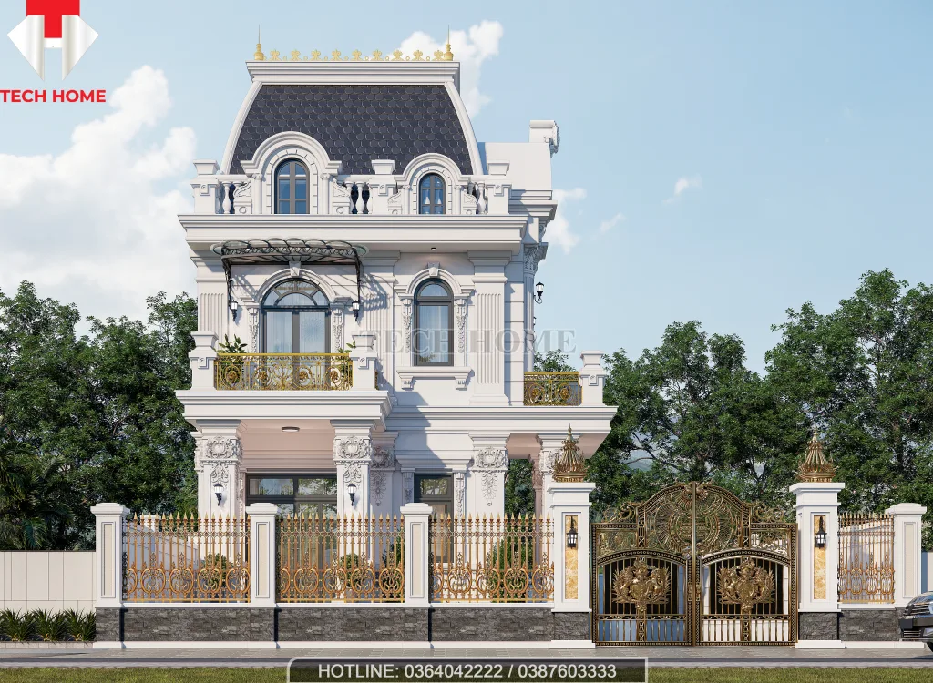 biệt thự tân cổ điển 3 tầng mái Mansard