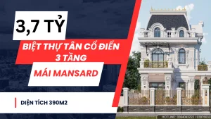 biệt thự tân cổ điển 3 tầng mái Mansard