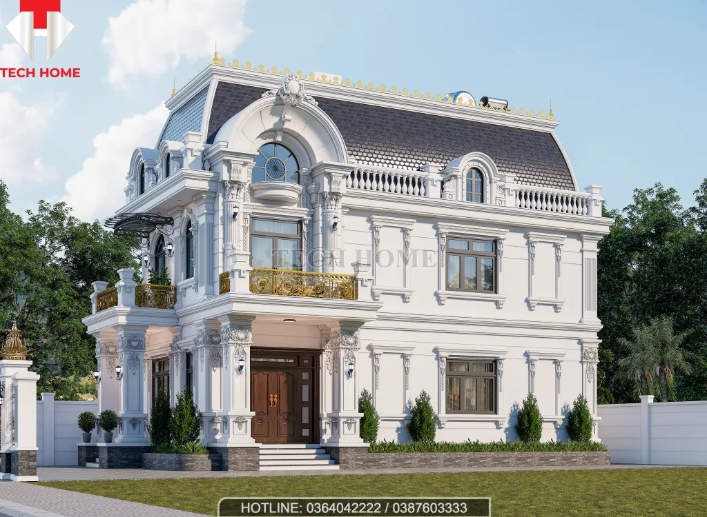 biệt thự tân cổ điển 3 tầng mái Mansard