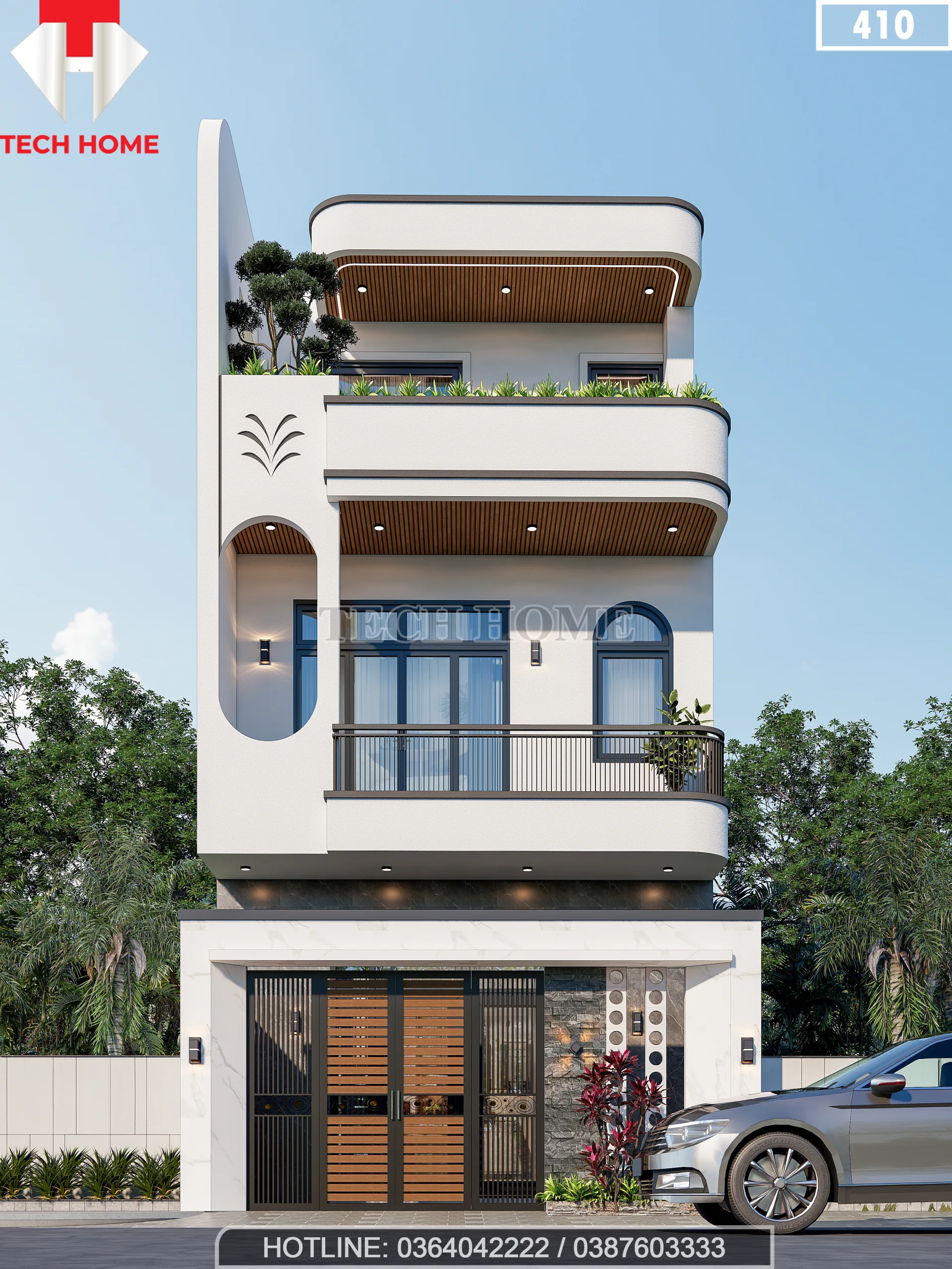 mẫu nhà 2 tầng 1 tum đẹp