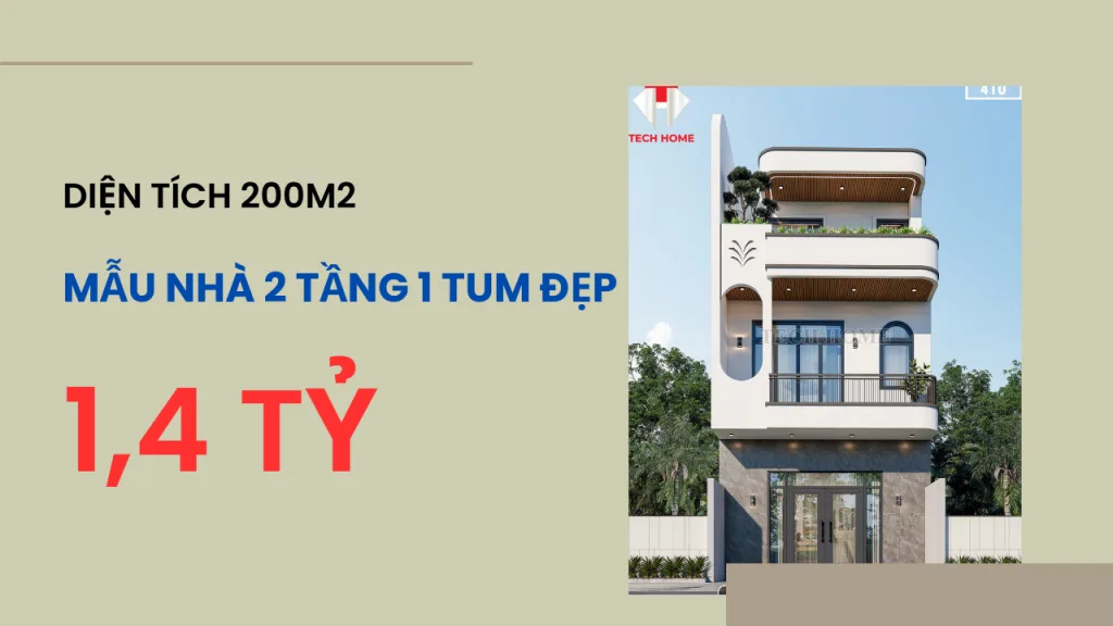 mẫu nhà 2 tầng 1 tum đẹp