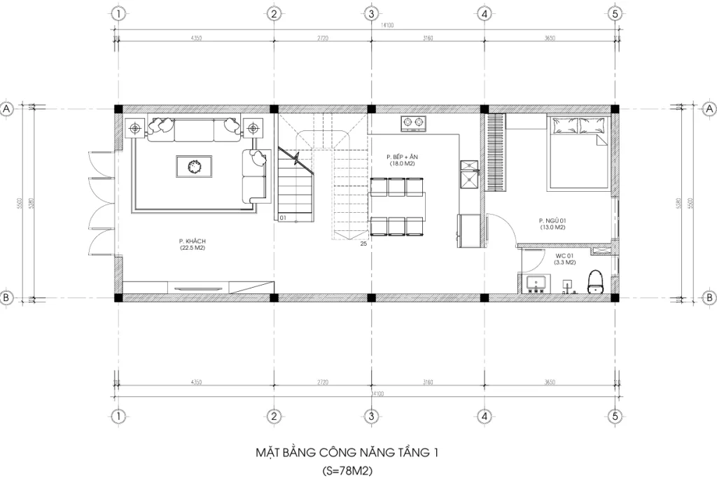 mặt bằng mẫu nhà 2 tầng 1 tum đẹp