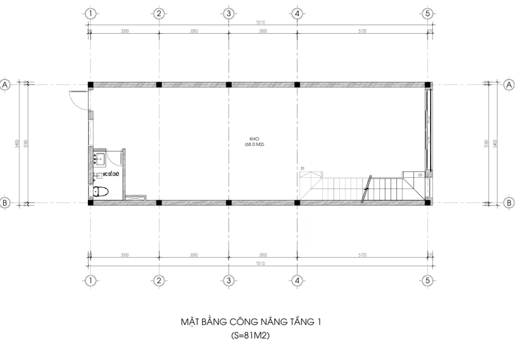 mặt bằng mẫu nhà phố 2 tầng 1 tum