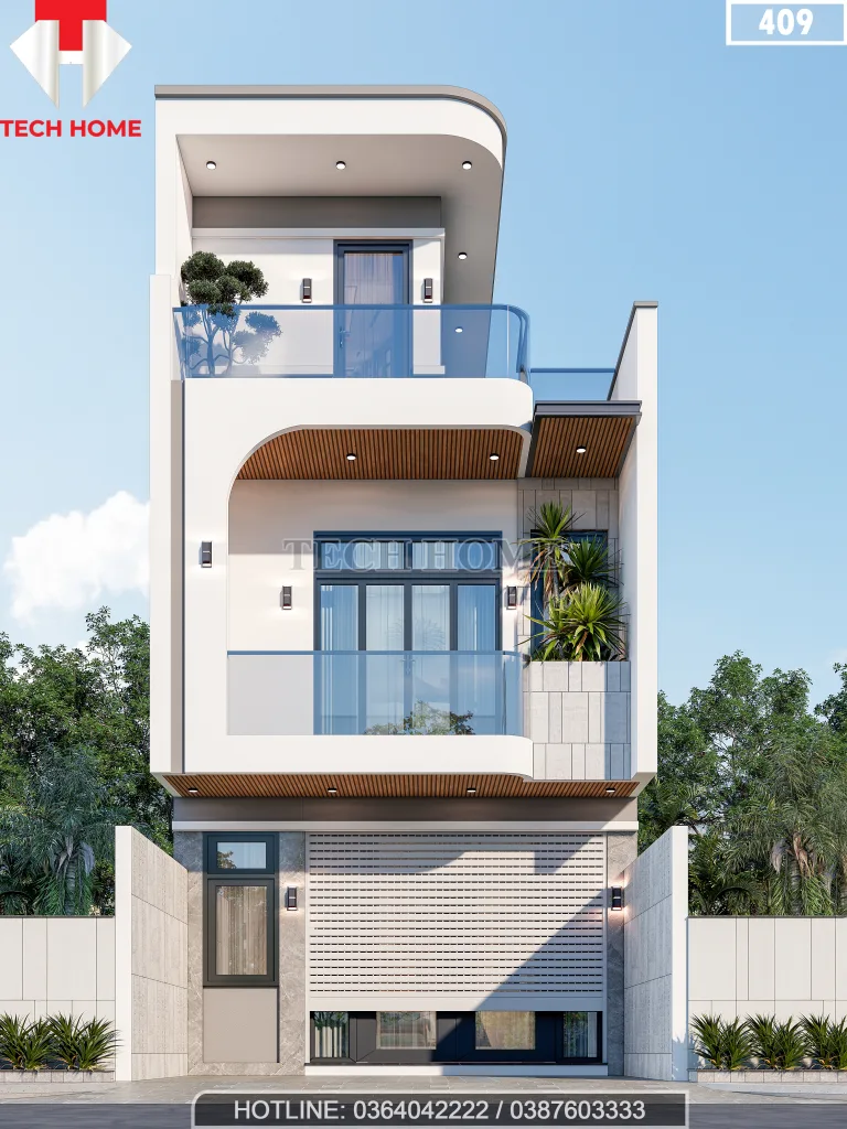 mẫu nhà phố 2 tầng 1 tum