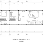 mặt bằng mẫu nhà phố 2 tầng 1 tum