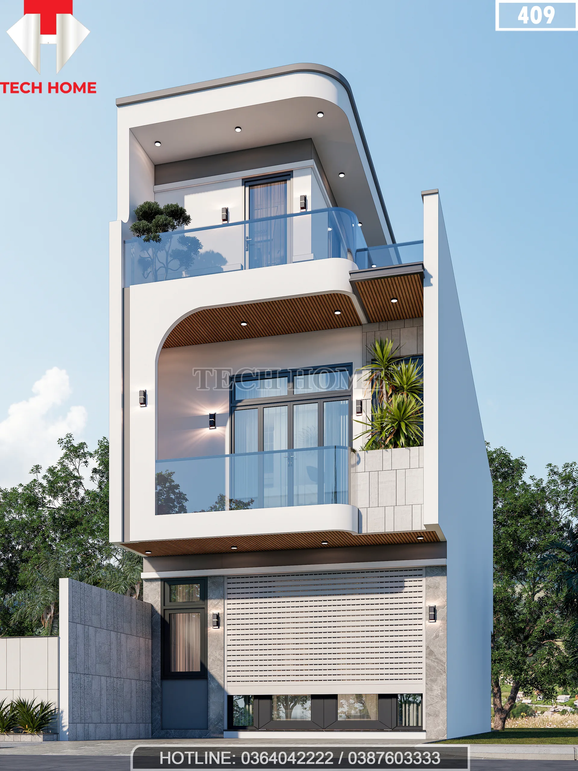 mẫu nhà phố 2 tầng 1 tum