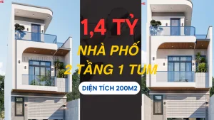 mẫu nhà phố 2 tầng 1 tum