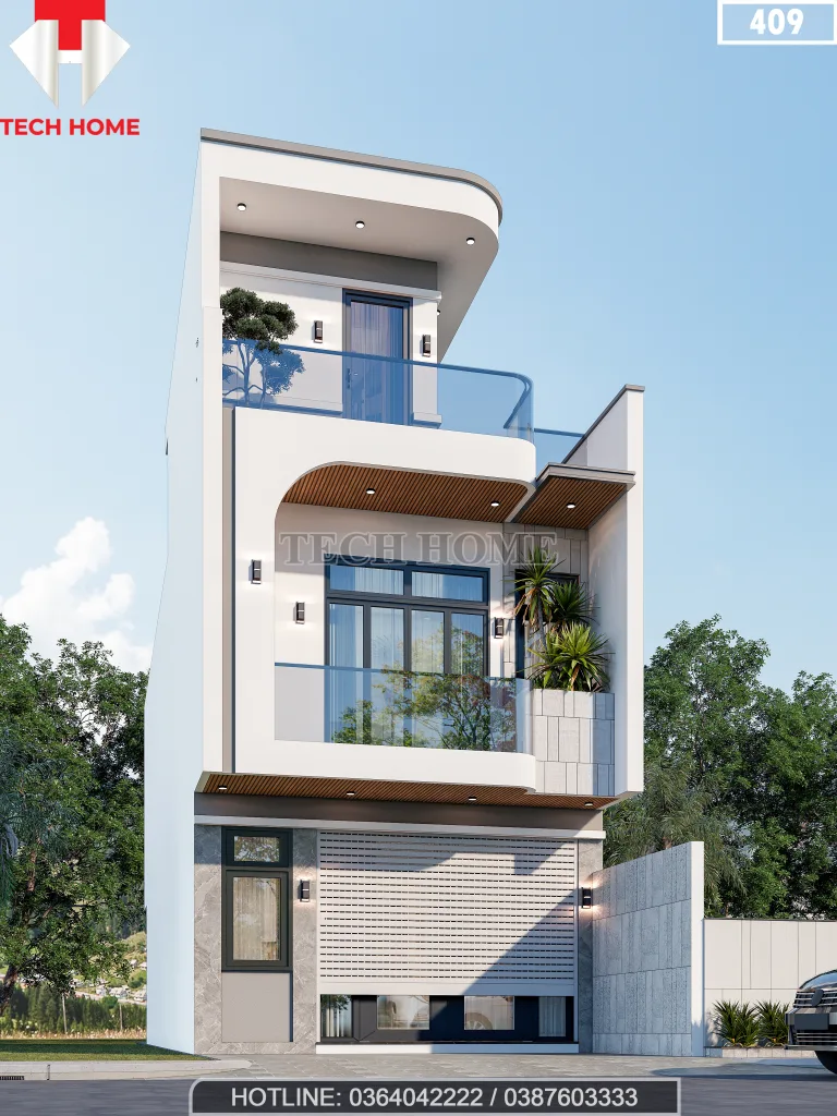 mẫu nhà phố 2 tầng 1 tum