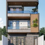 mẫu nhà phố 2 tầng 1 tum hiện đại