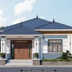 mẫu nhà vườn 1 tầng 4 phòng ngủ