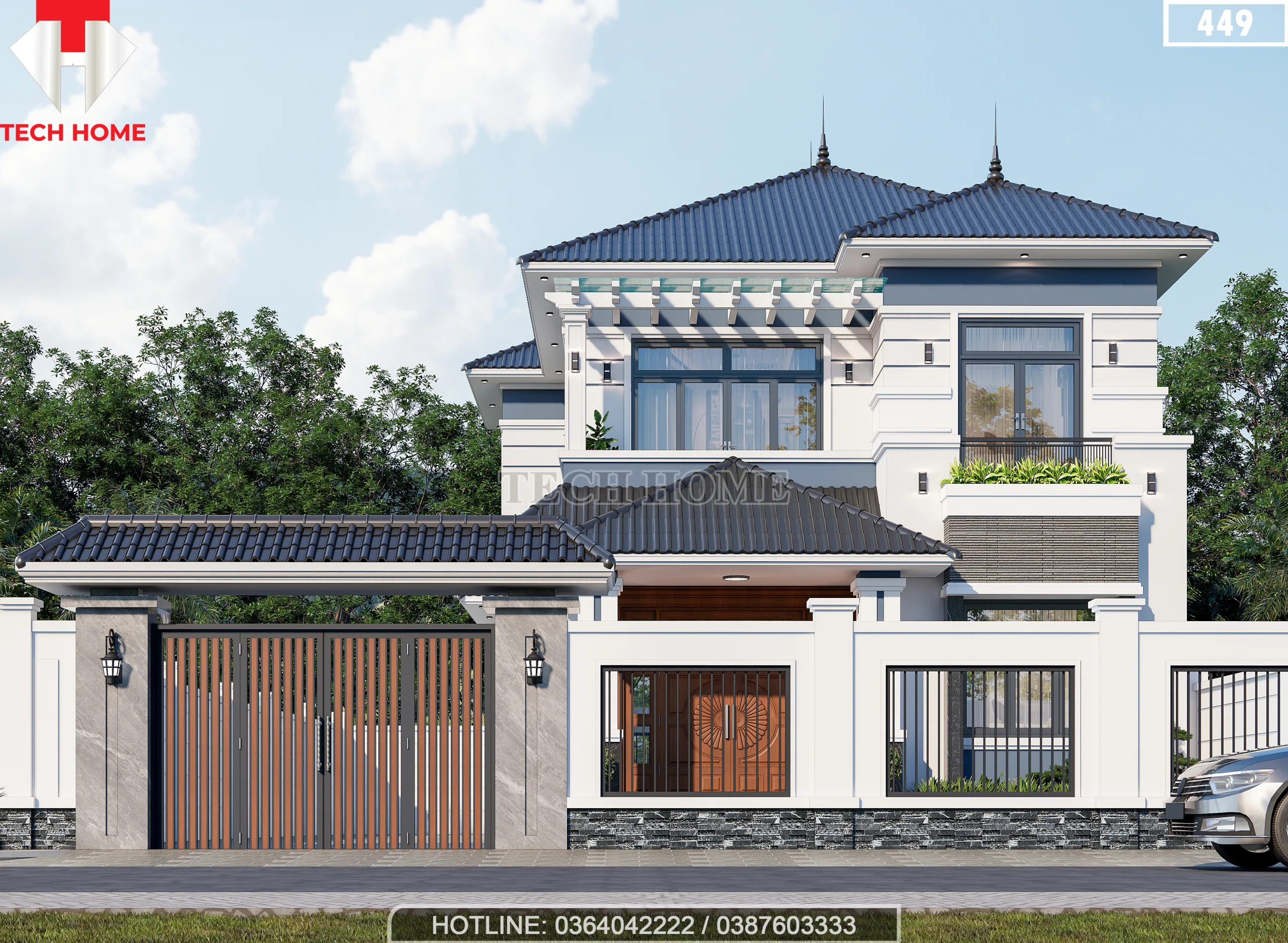 nhà 2 tầng mái Nhật