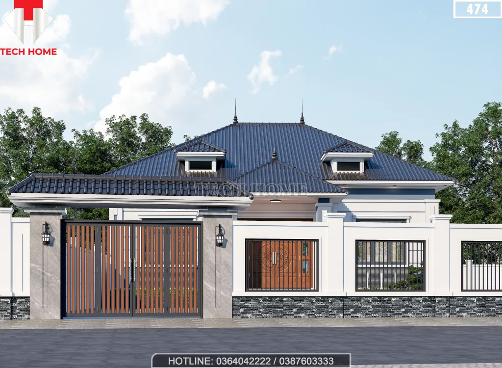 thiết kế nhà cấp 4 mái Nhật