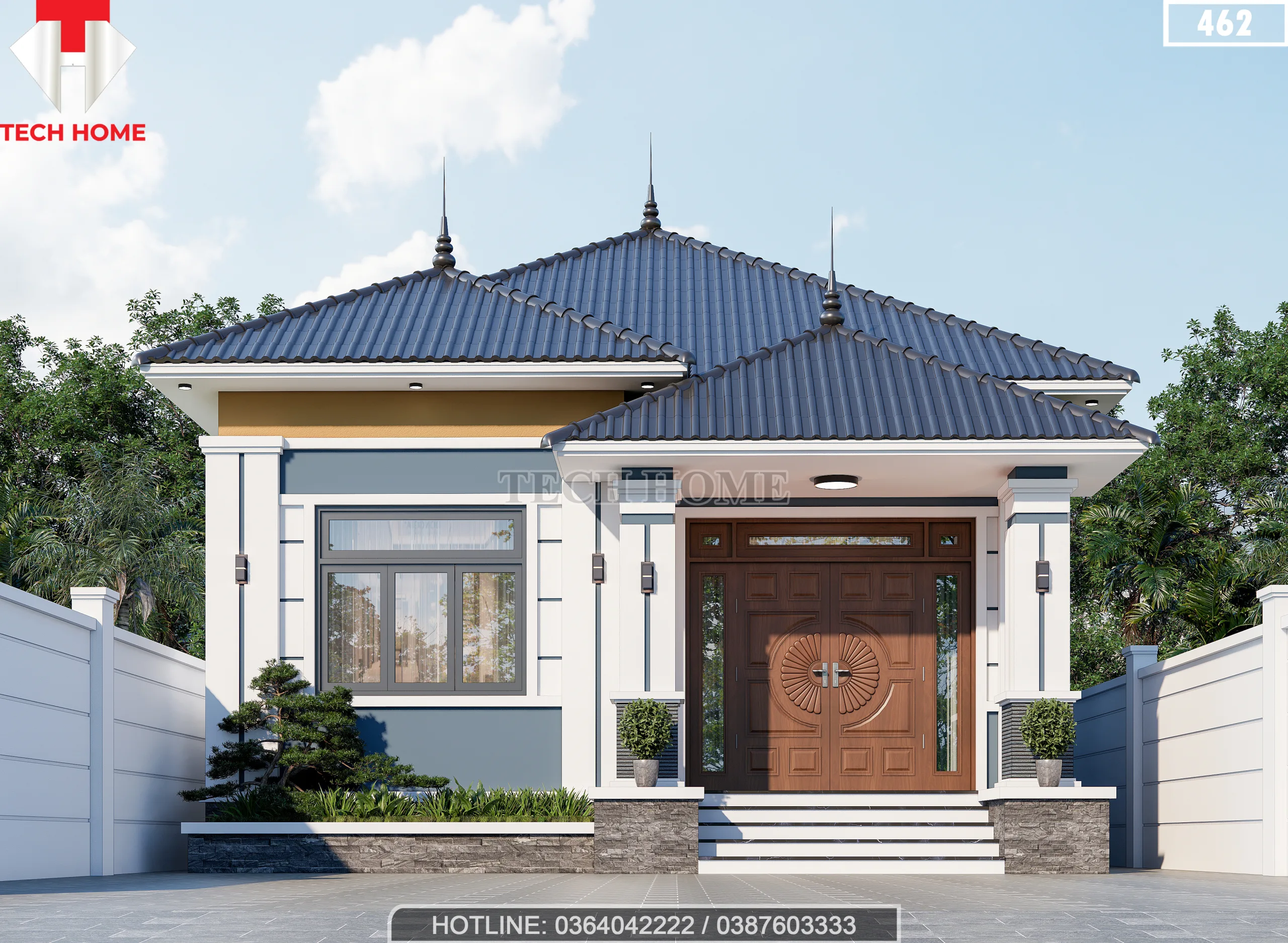 thiết kế nhà cấp 4 mái Nhật