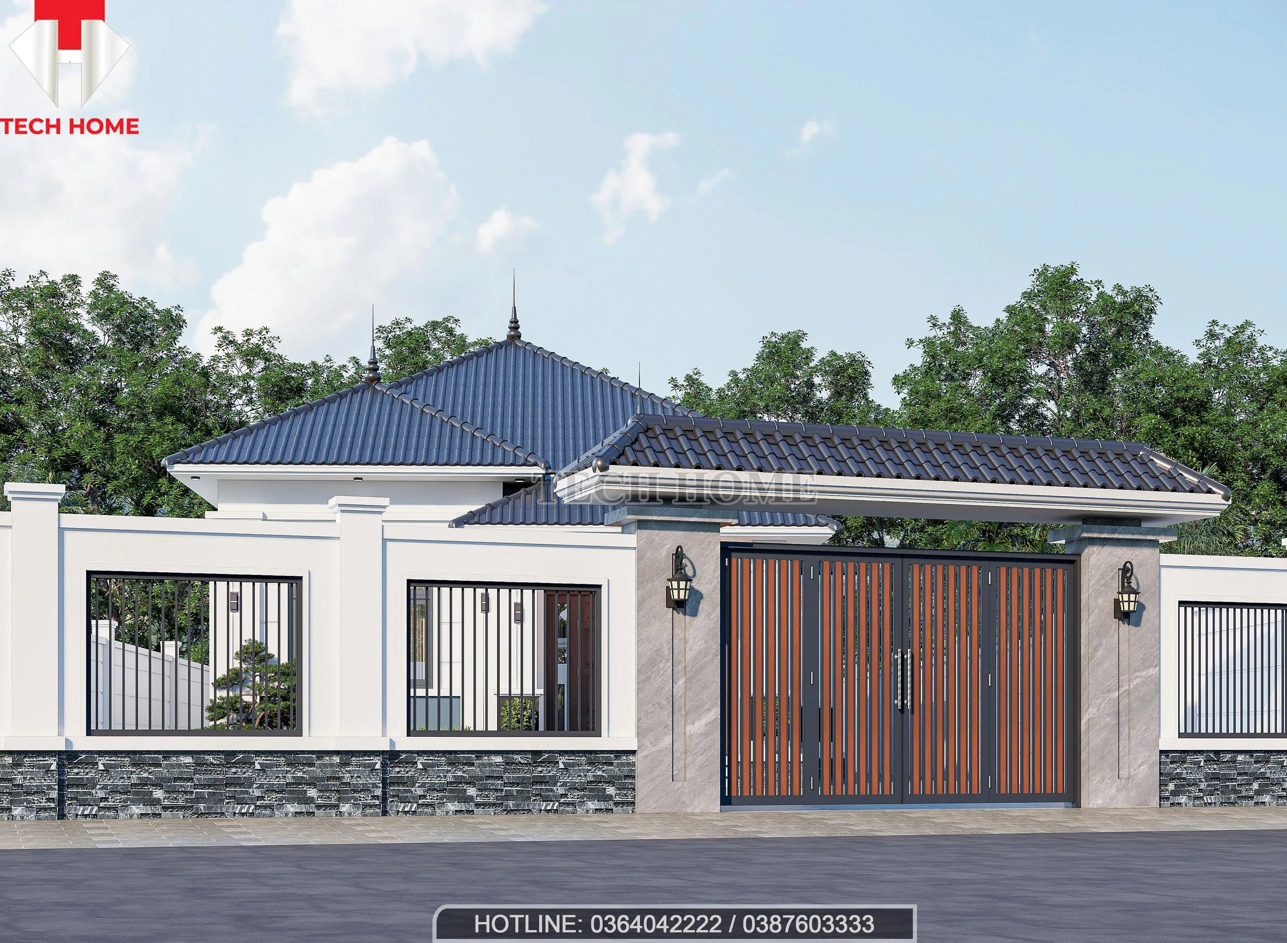 nhà vườn mái Nhật 1 tầng 3 phòng ngủ