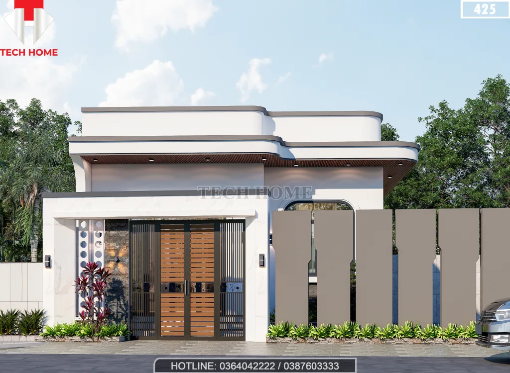 thiết kế nhà 1 tầng 3 phòng ngủ