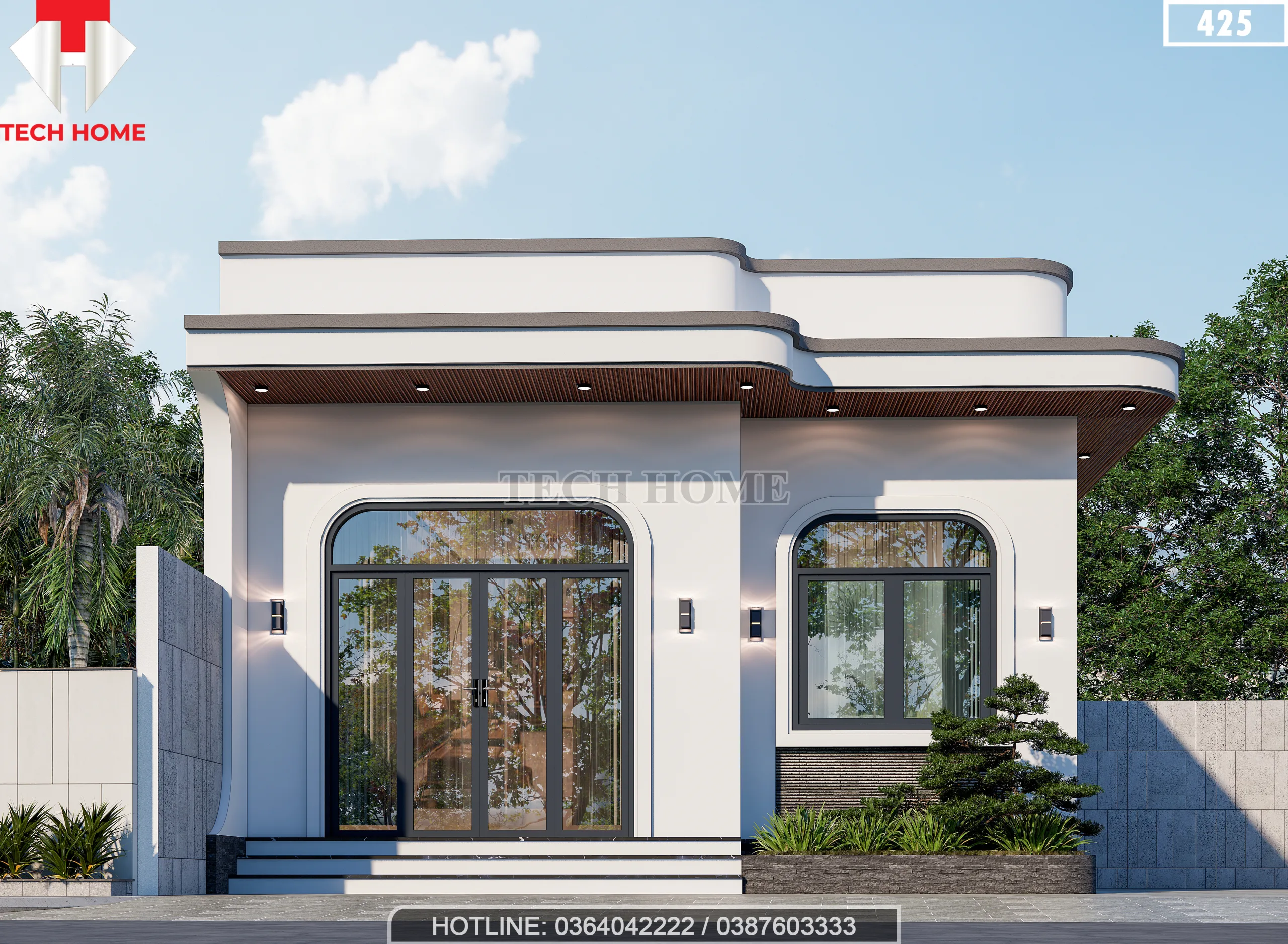 thiết kế nhà 1 tầng 3 phòng ngủ