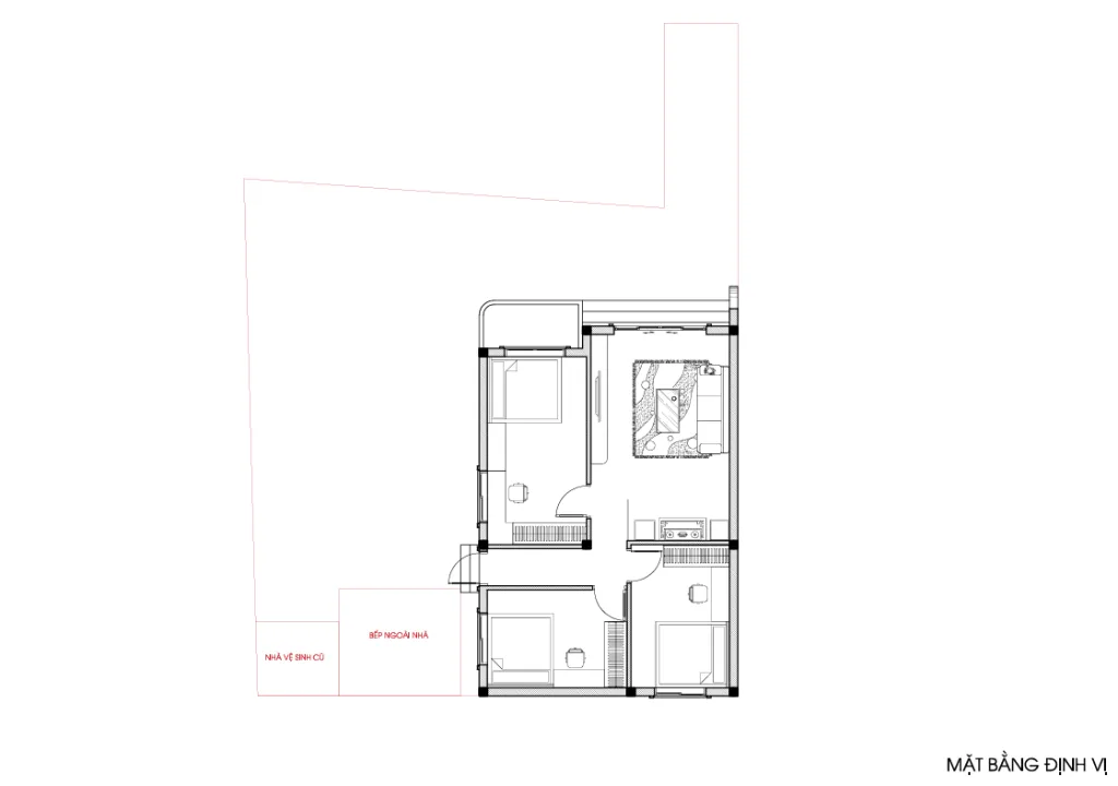 mặt bằng thiết kế nhà 1 tầng 3 phòng ngủ