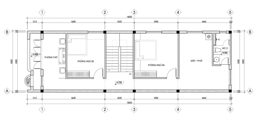 mặt bằng thiết kế nhà 2 tầng