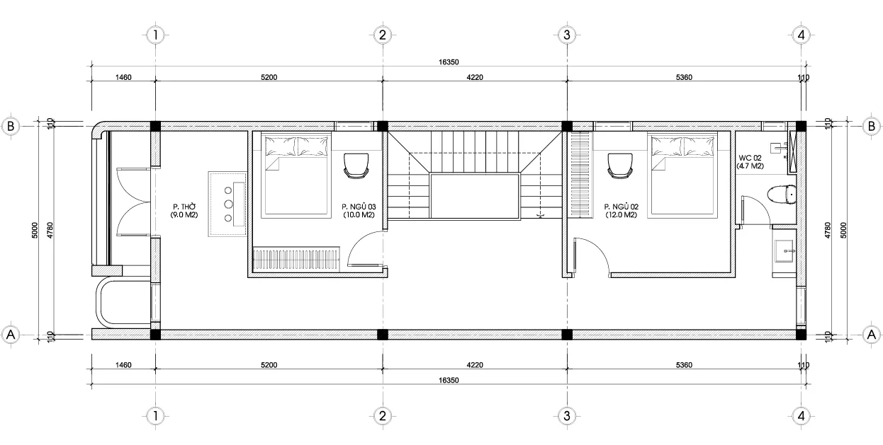 mặt bằng thiết kế nhà 2 tầng hiện đại