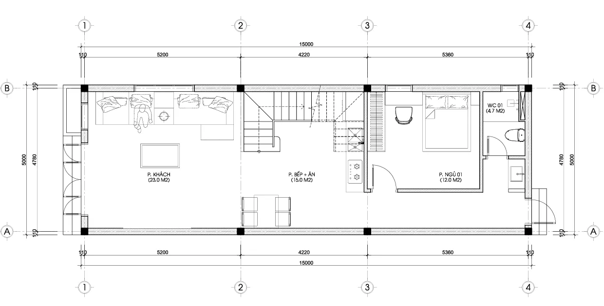 mặt bằng thiết kế nhà 2 tầng hiện đại