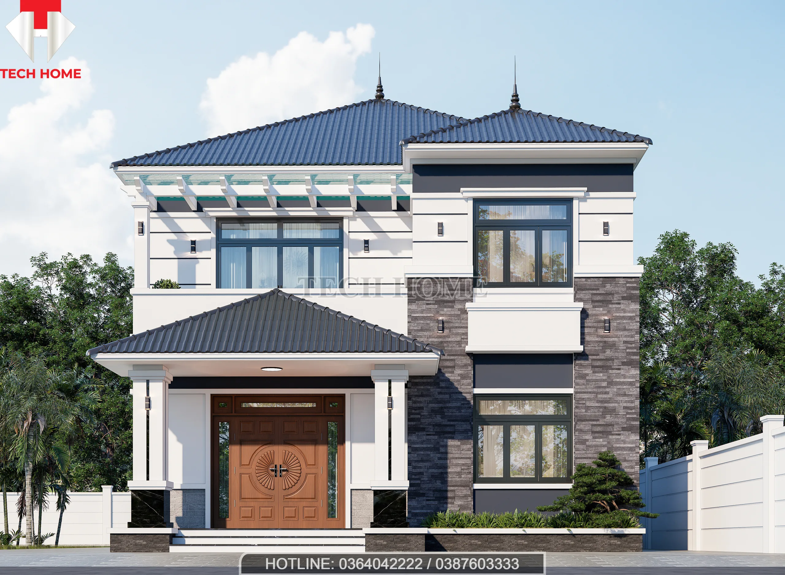 thiết kế nhà 2 tầng mái Nhật