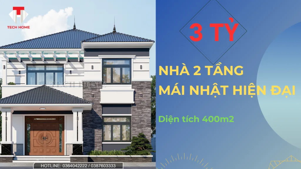 thiết kế nhà 2 tầng mái Nhật