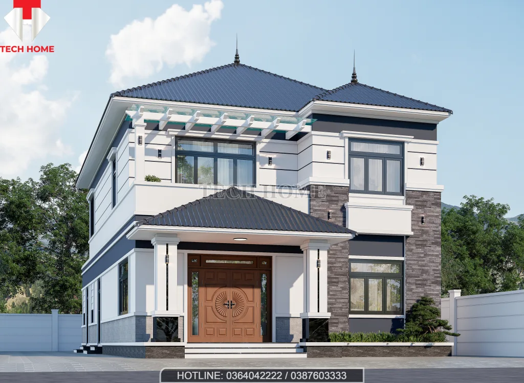thiết kế nhà 2 tầng mái Nhật